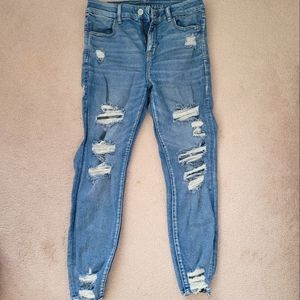 AE Ne(x)t Level Stretch Curvy Hi-Rise Jegging, blue denim, size 10 short